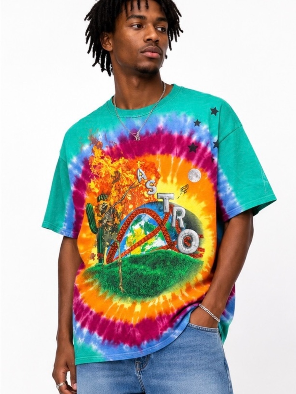 Travis Scott Astroworld Wish You Were Here Tie Dye Graphic Tee XXL CJAB002